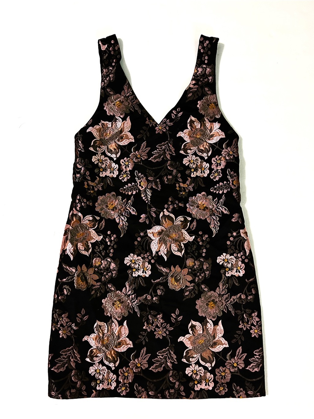 Urban Outfitters Black Floral Velvet V-Neck Dress